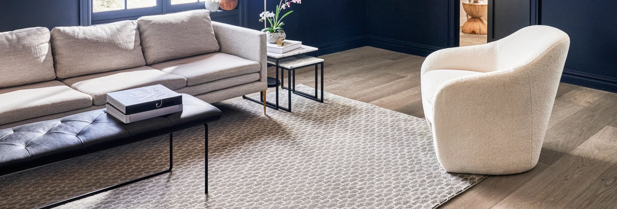sofa&table on the carpet for livingroom on Cathedral City, CA by Cathedral Canyon Flooring